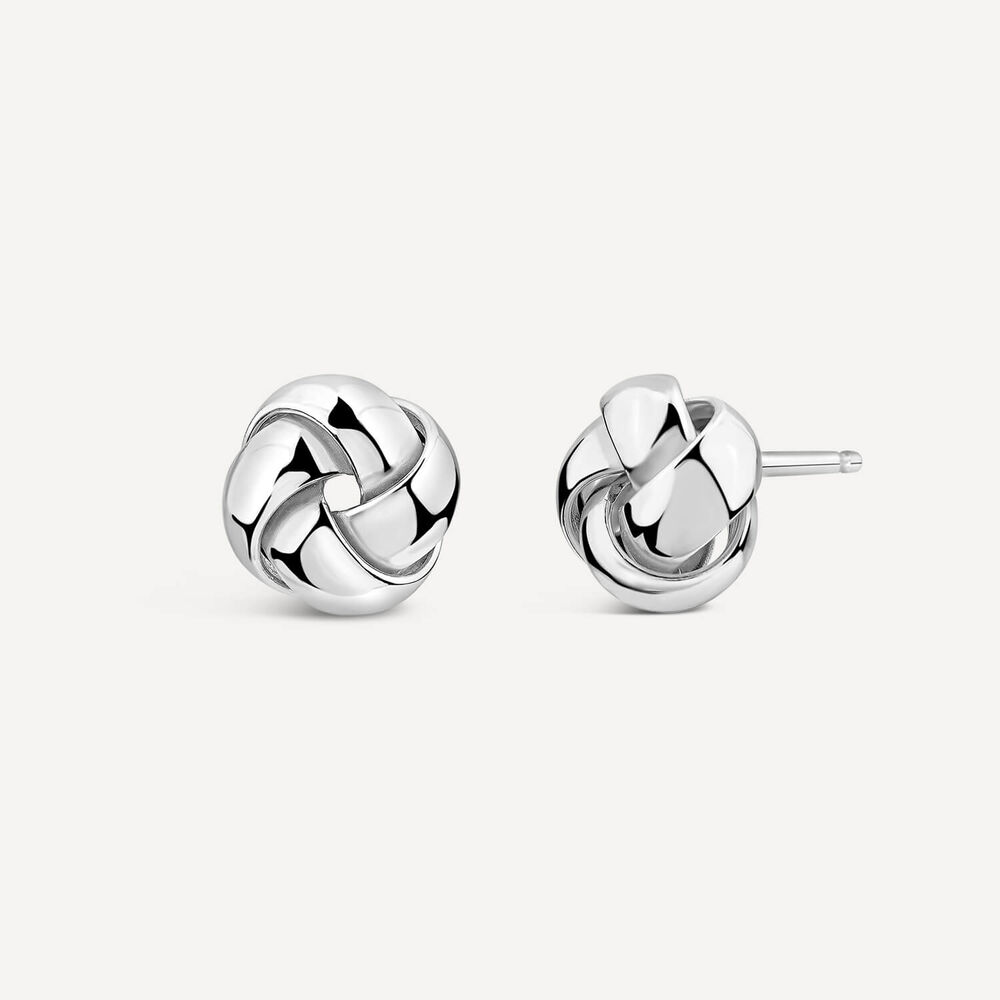 Sterling Silver Polished Knot Stud Earrings image number 1