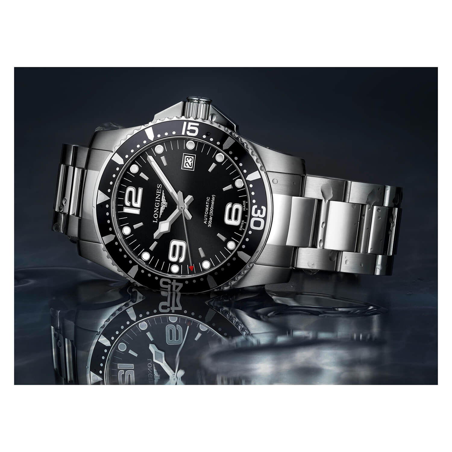 Longines Diving Hydroconquest Black Dial Bracelet Watch