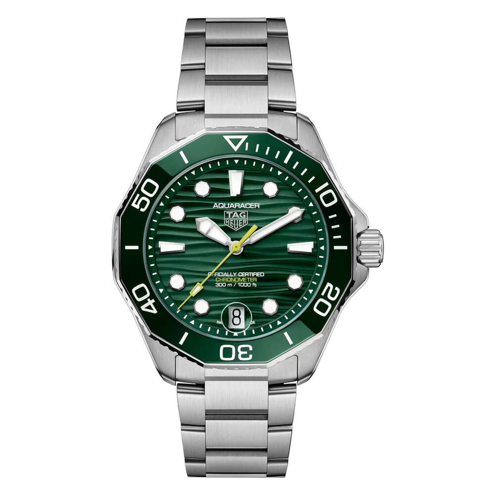 TAG Heuer Aquaracer Professional 300 Date 42mm Green Dial & Ceramic Bezel Steel Bracelet Watch
