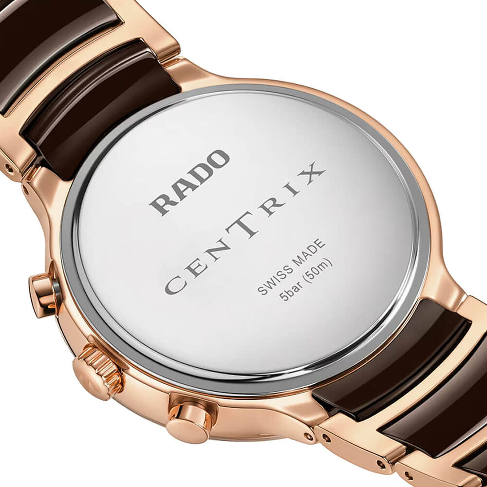 Rado Centrix Chronograph 41mm Rose Gold Dial Steel & Ceramic Bracelet Watch image number 3