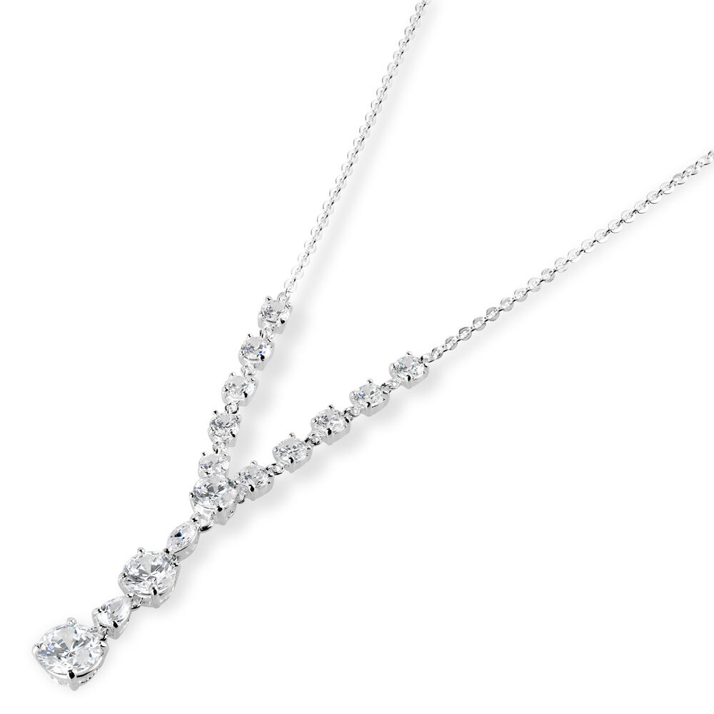 Sterling Silver Cubic Zirconia Multi Stone Necklet image number 1