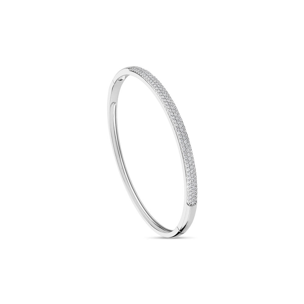 Sterling Silver Pave Cubic Zirconia Bangle image number 0