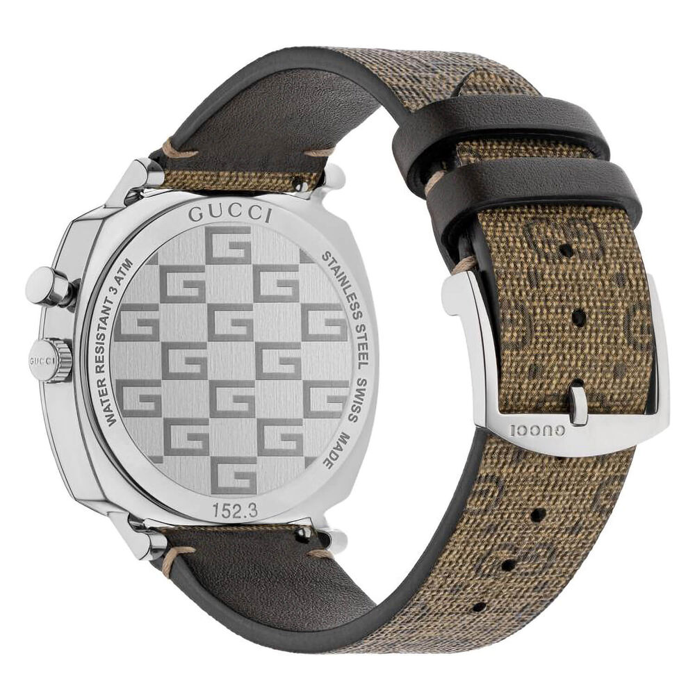 Pre-Owned Gucci Grip Roulette 38mm Steel Dial Brown Canvas Strap Watch image number 2