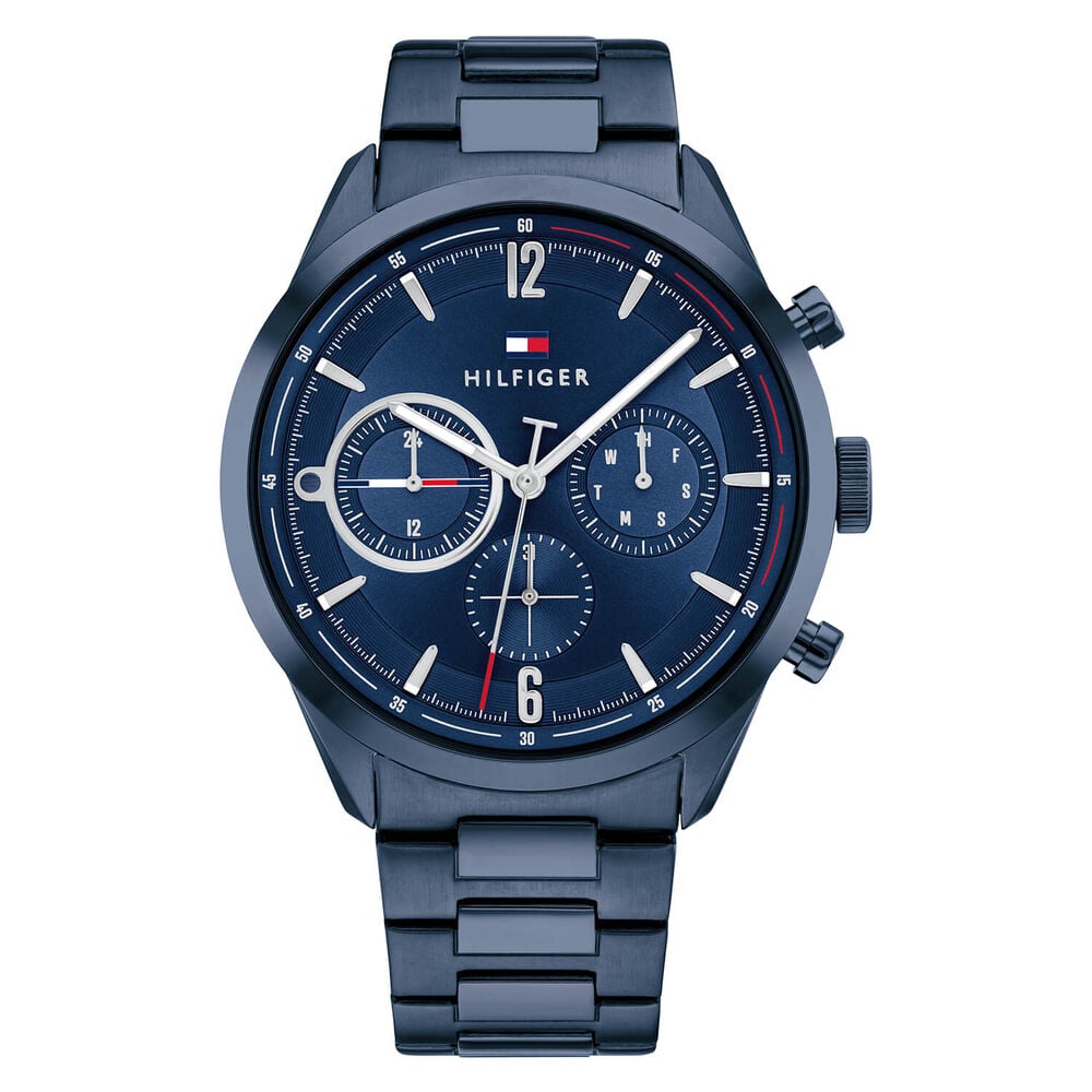 Tommy Hilfiger Chronograph 44mm Quartz Blue Dial Blue IP Bracelet Watch image number 0