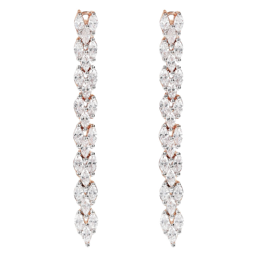 Bronzallure 18ct Rose Gold Plated Cubic Zirconia Drop Earrings