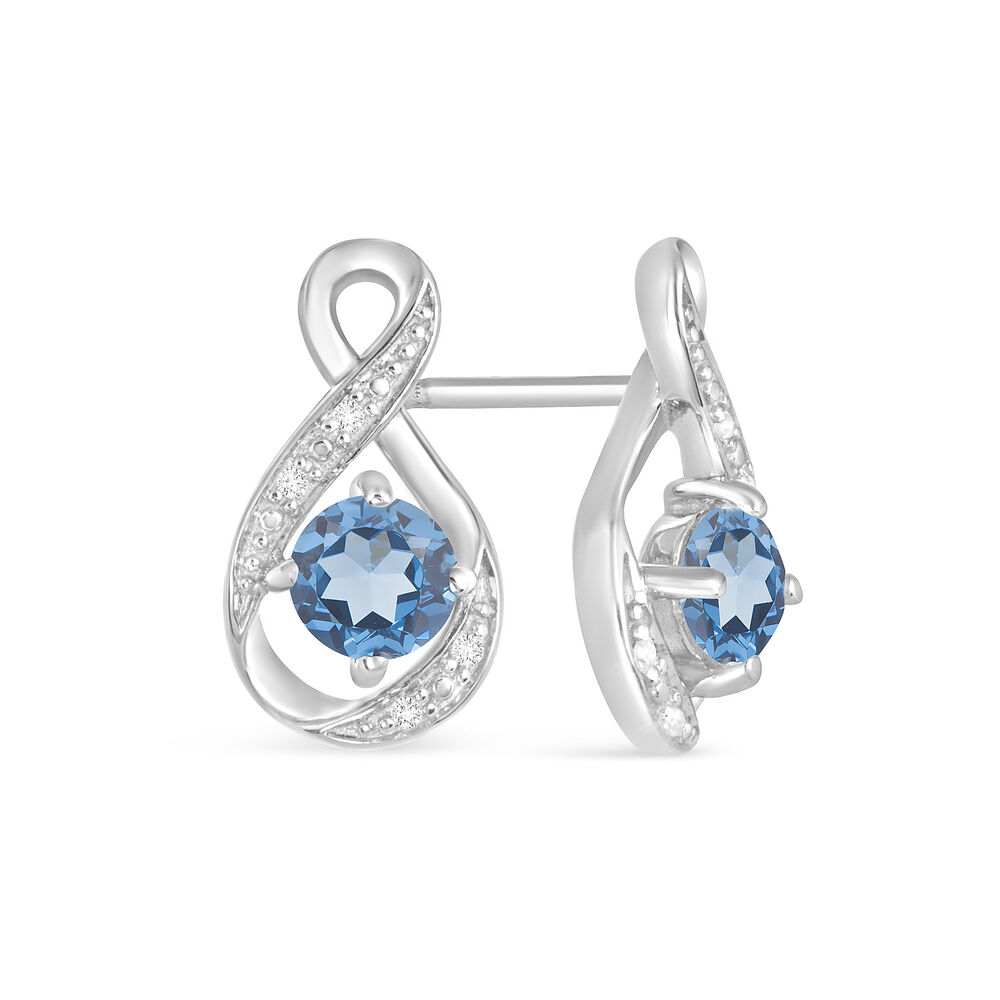 Sterling Silver and Cubic Zirconia December Birthstone Stud Earrings image number 1