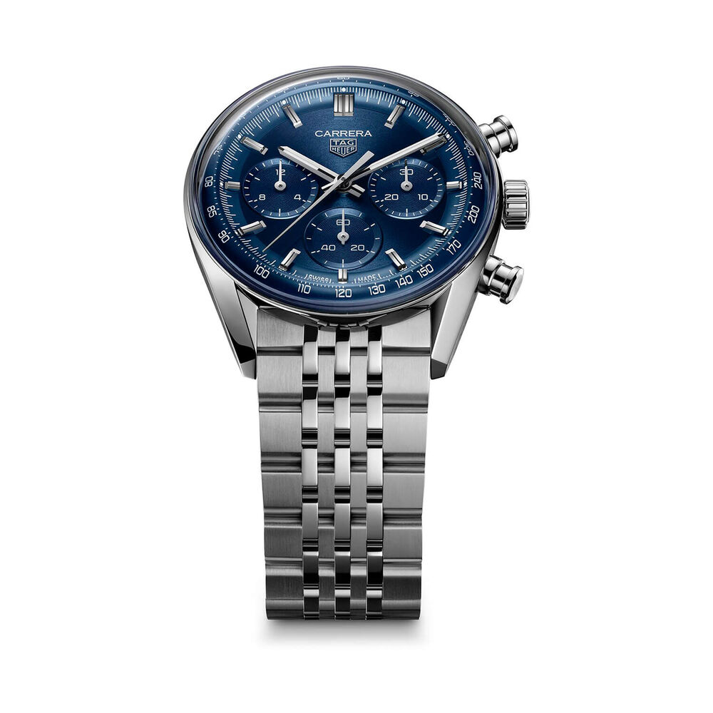 TAG Heuer Carerra Chronograph 41mm Blue Dial Steel Bracelet Watch