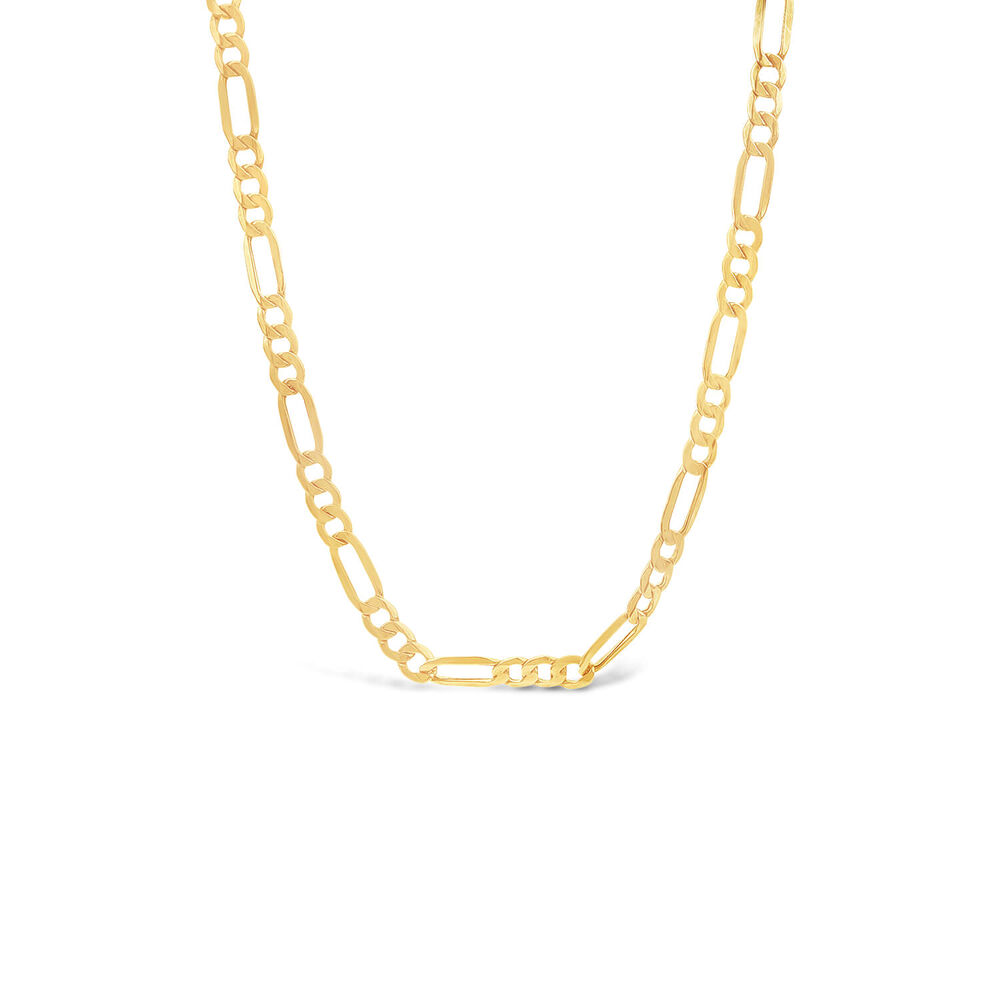 9ct Yellow Gold Hollow Bevelled Figaro Chain Necklet image number 0
