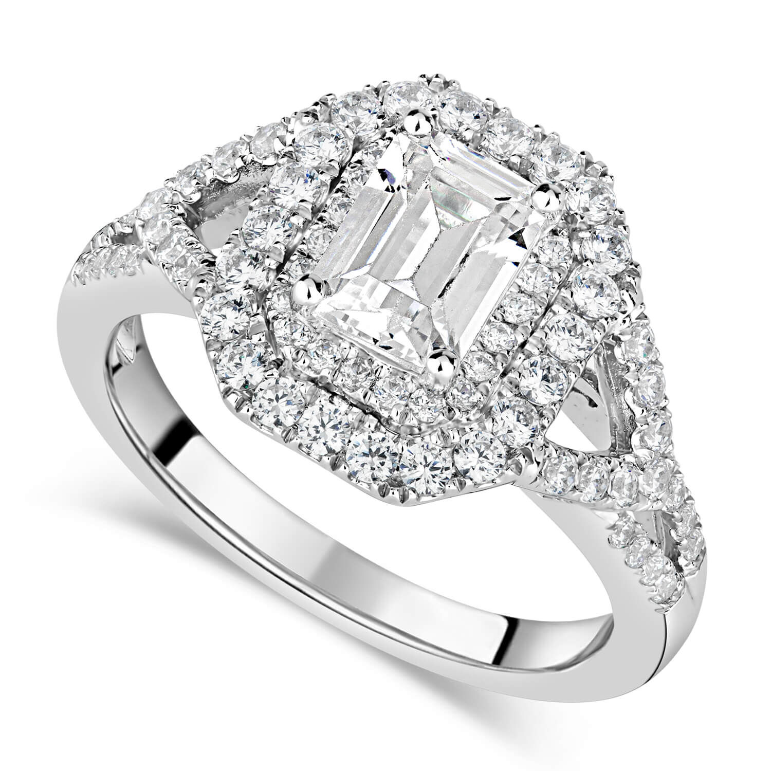 Double halo cubic zirconia engagement ring online
