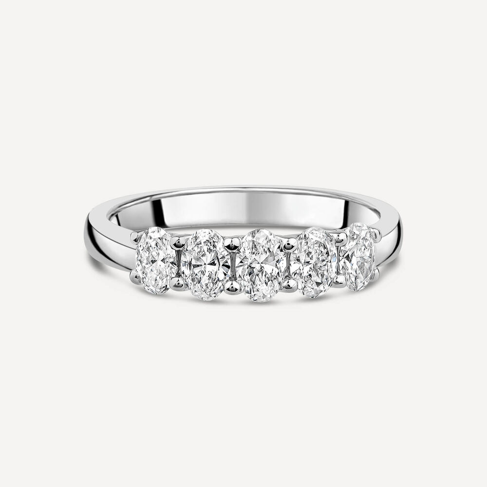 Born Platinum 0.90ct Lab Grown 5 Stone Oval Half Eternity Diamond Ring image number 2