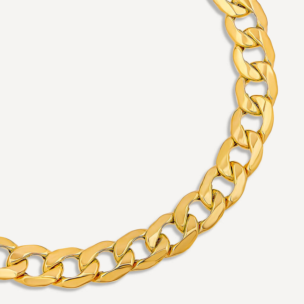 9ct Yellow Gold Diamond Cut Curb Chain Bracelet image number 1