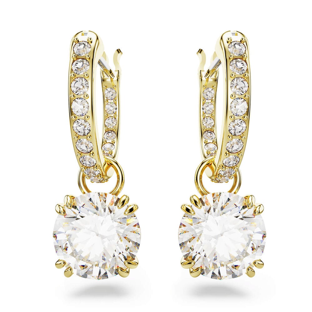Swarovski Stilla Cubic Zirconia & Crystals 18ct Yellow Gold Finished Drop Earrings