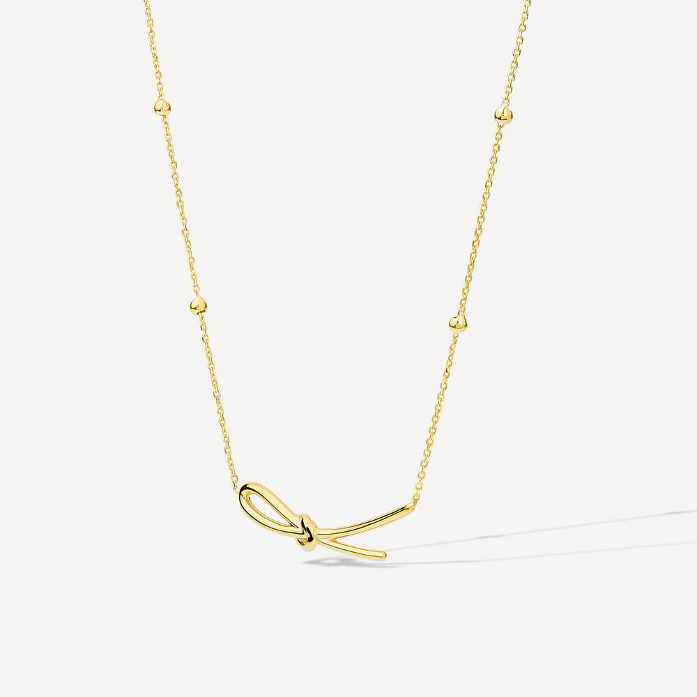 9ct Yellow Gold Long Knot Hammock Bead Chain Necklet image number 1
