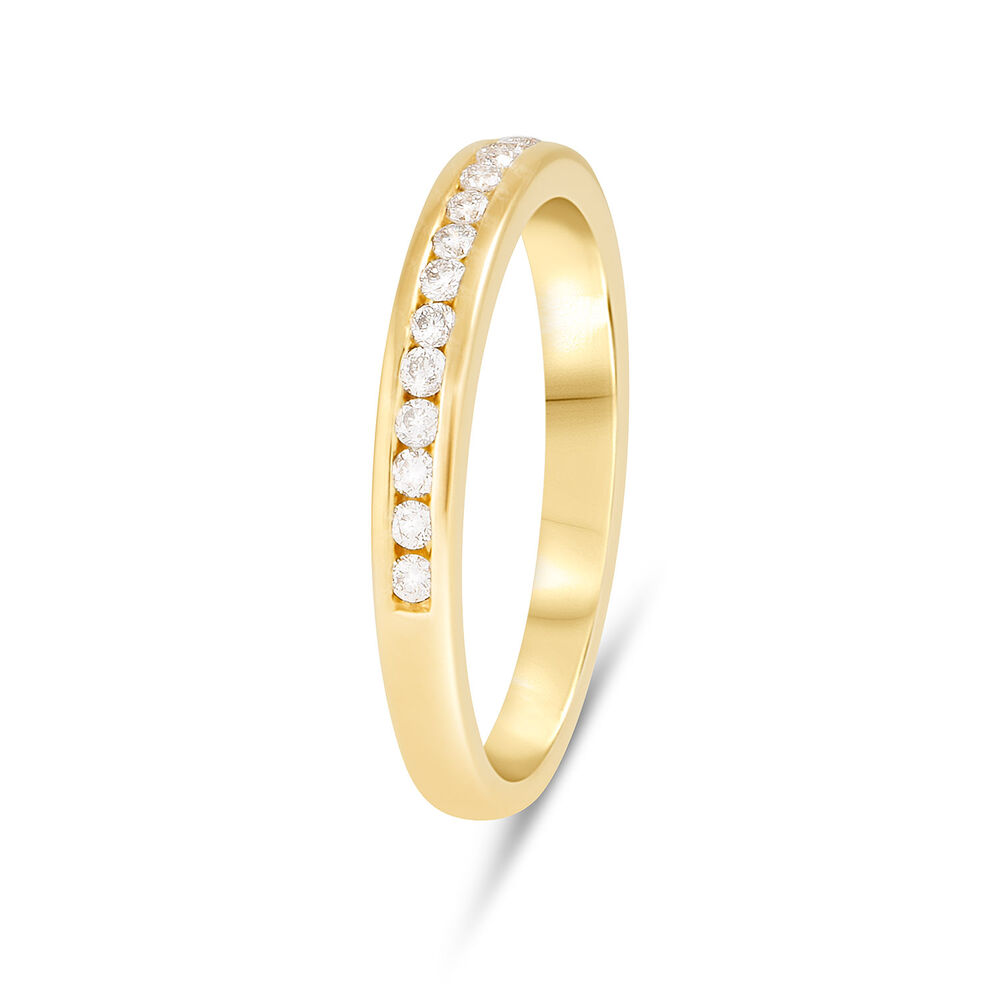 Ladies 9ct Gold Channel Set Diamond 3mm Wedding Band image number 3