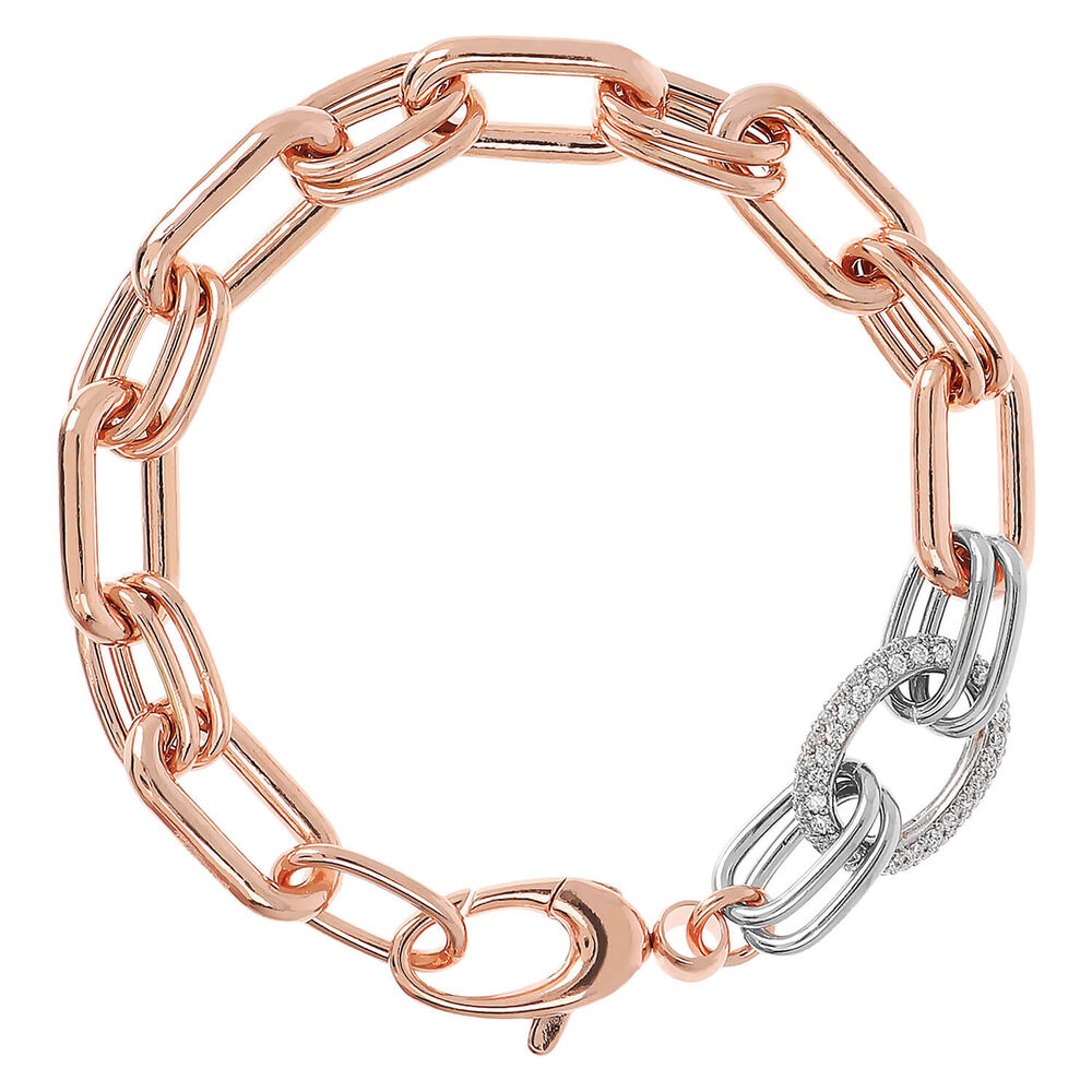 Bronzallure Polished Long Link Cubic Zirconia Bracelet