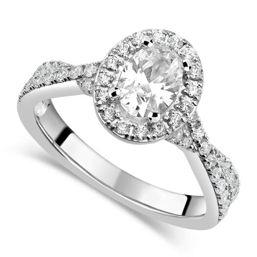 Sterling Silver Cubic Zirconia Halo & Twisted Shoulders Ring