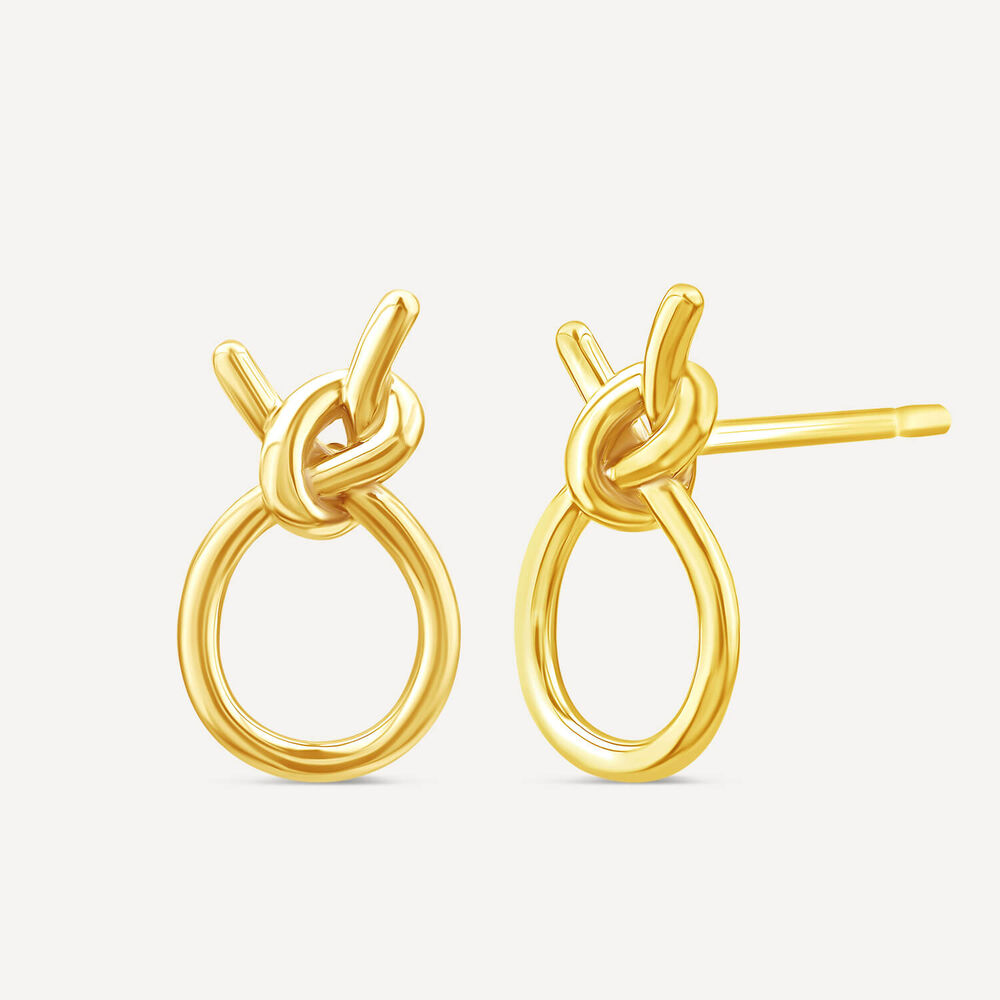 9ct Yellow Gold Open Knot Stud Earrings image number 1
