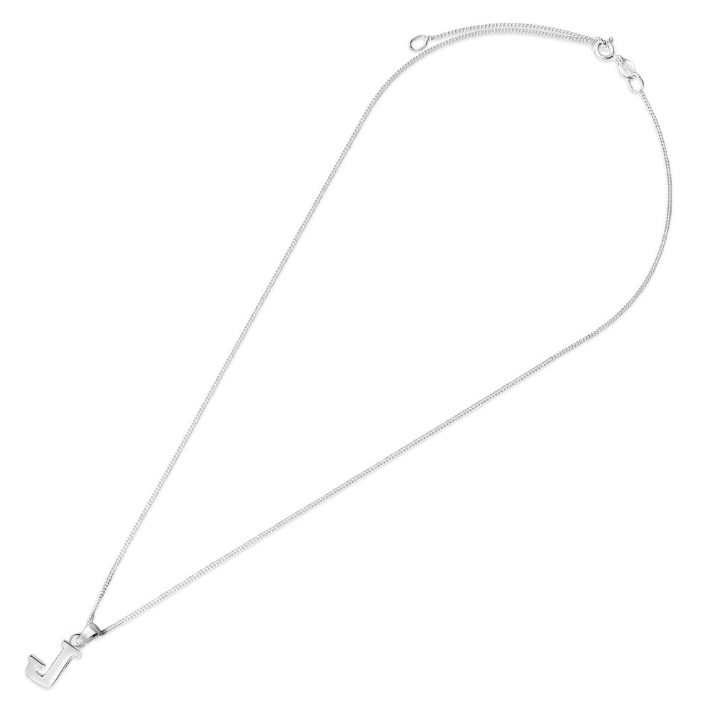 Sterling Silver Block Initial J Pendant image number 3