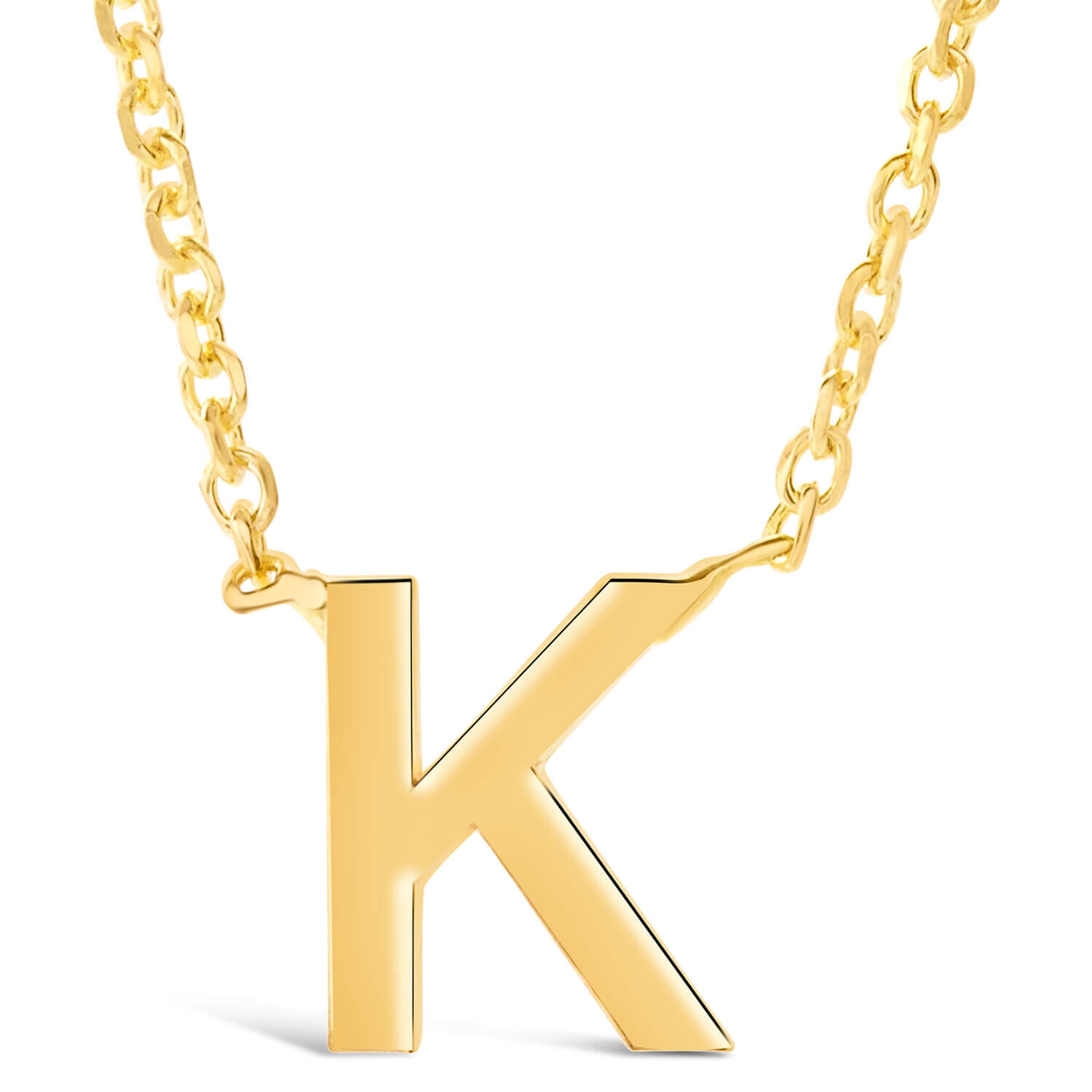 9 Carat Yellow Gold Petite Initial K Necklet Special Order Chain Included