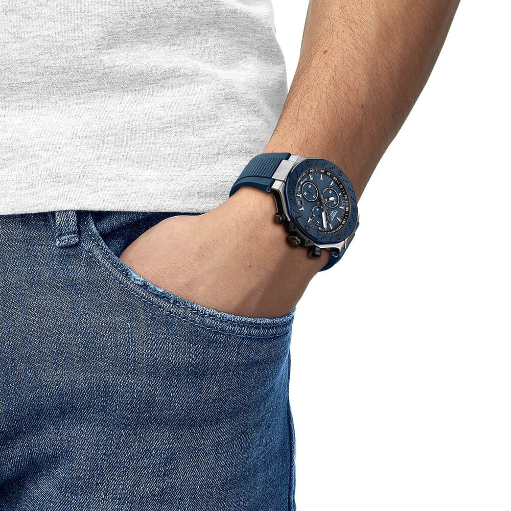 Tissot T-Race Chronograph 45mm Blue Dial Rubber Strap Watch