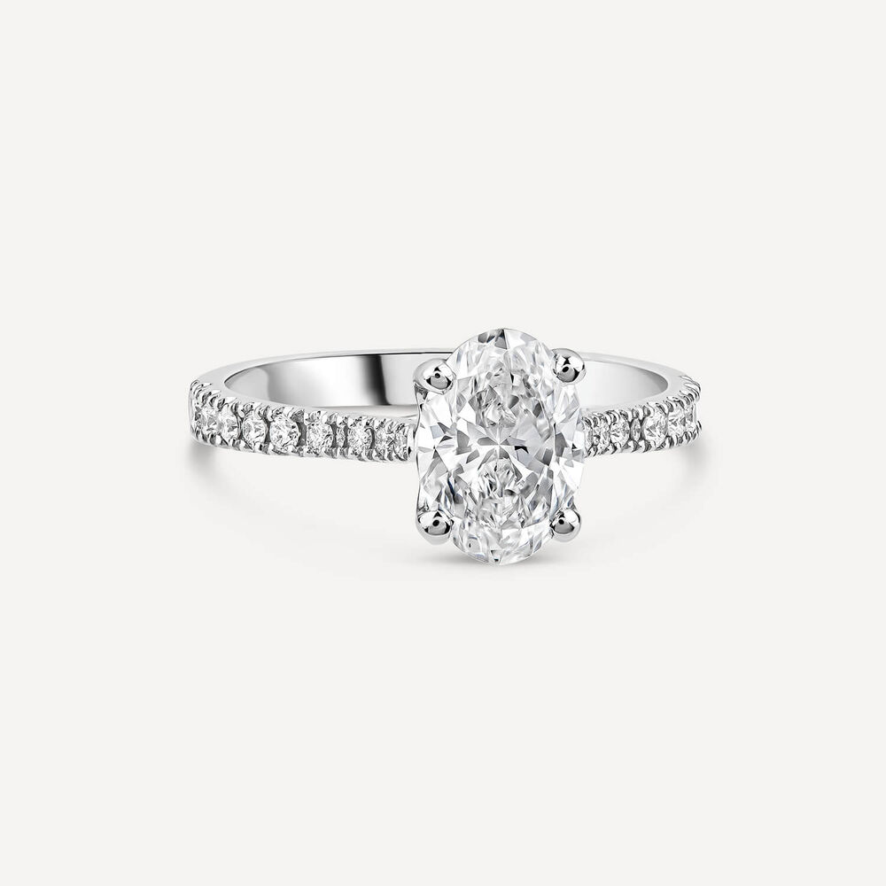 Born Platinum Lab Grown 1.40ct Oval & Diamond Sides Ring image number 2