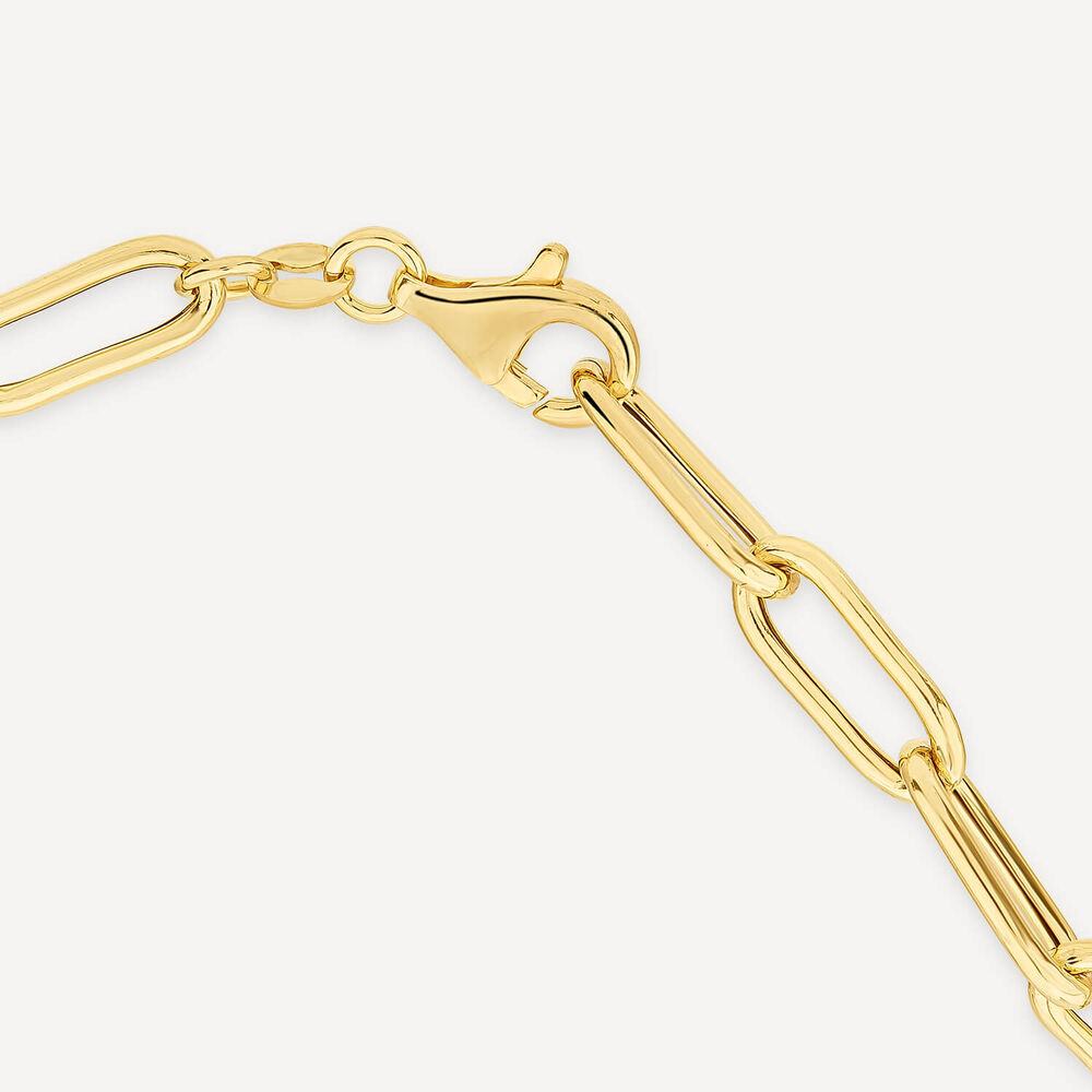 Silver & Yellow Gold Plated Single Cubic Zirconia Set Centre Link Necklet image number 4
