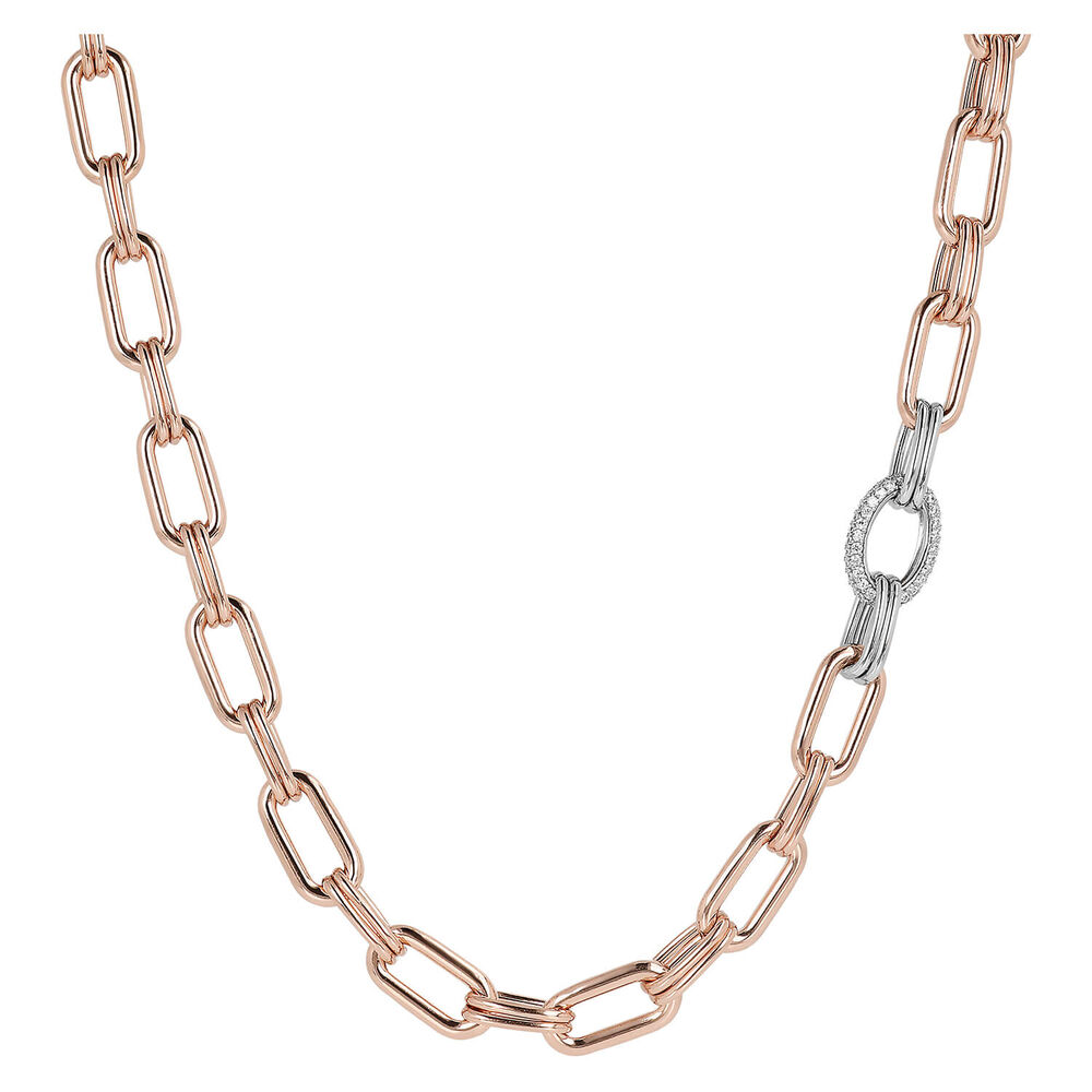 Bronzallure Polished Long Link Cubic Zirconia Necklace