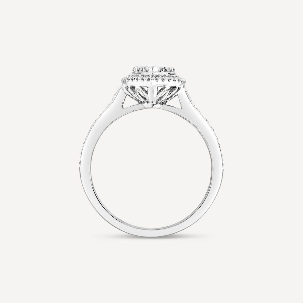 9ct White Gold 0.50ct Pear Cluster Engagement Ring image number 3