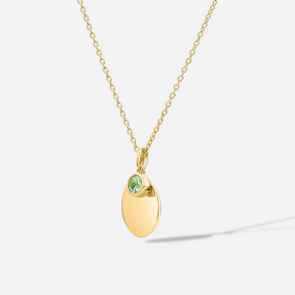 Yellow Gold Plated Vermeil Sterling Silver August Birthstone Peridot Disc Pendant