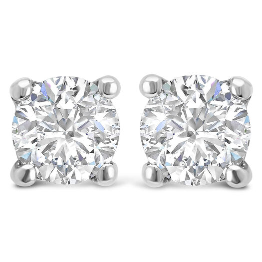 9ct White Gold Diamond Stud Earrings