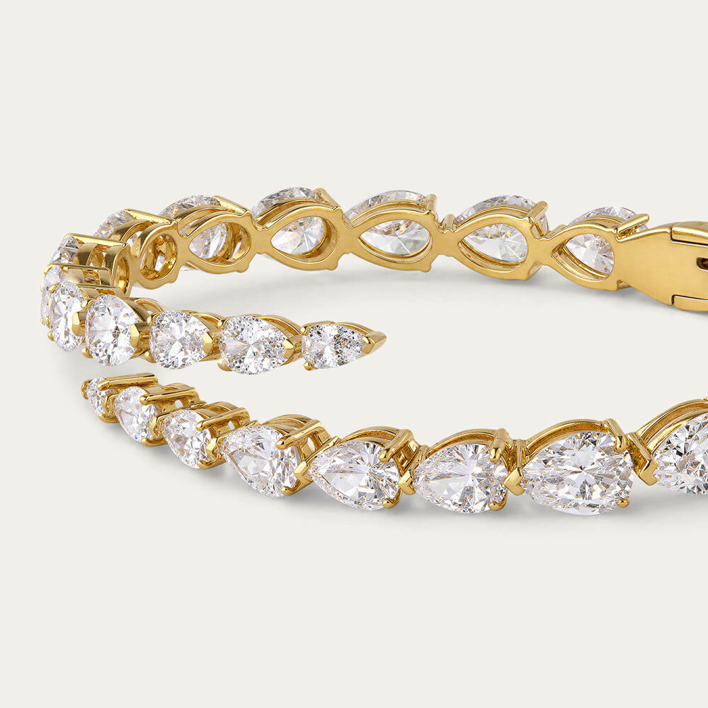 Yellow Gold Plated Sterling Silver Pear Cubic Zirconia Bangle