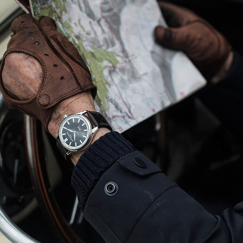 Frederique Constant Vintage Rally Healy 40mm Green Dial Brown Leather Strap Watch image number 4
