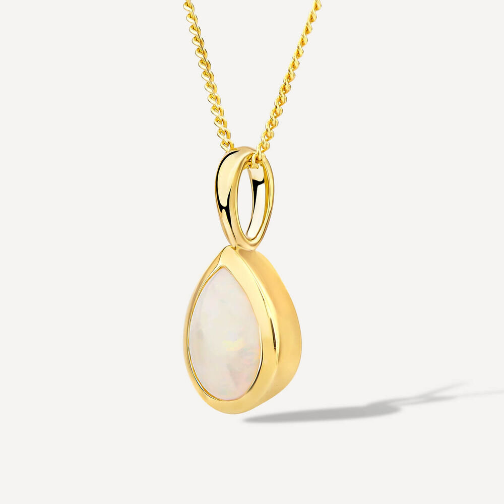 9ct Yellow Gold Teardrop Opal Gold Frame Pendant image number 1