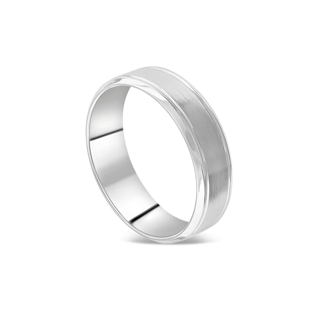 Platinum 6mm Matte Polished Men's Wedding Ring image number 0