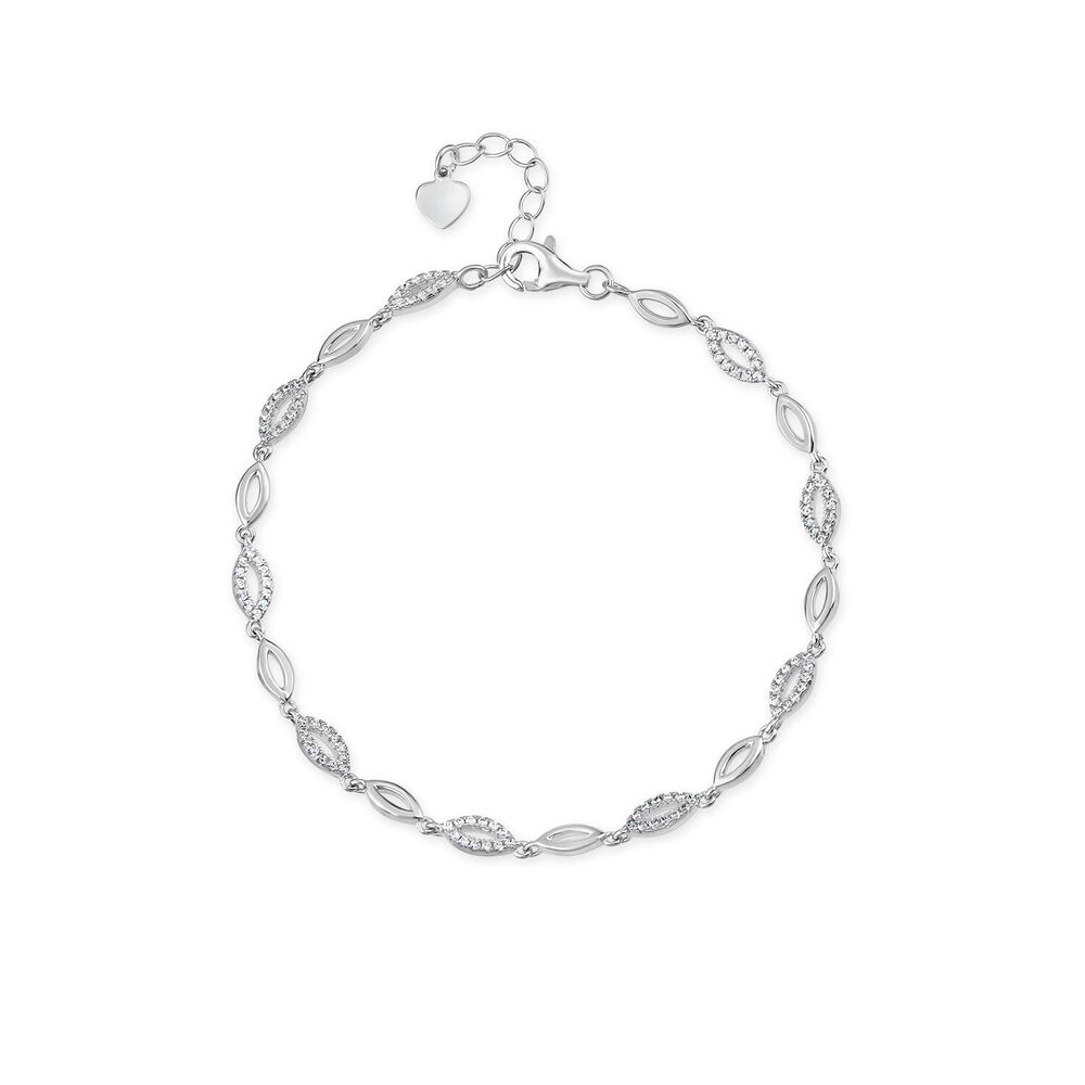 Sterling Silver Marquise Cubic Zirconia Bracelet image number 0