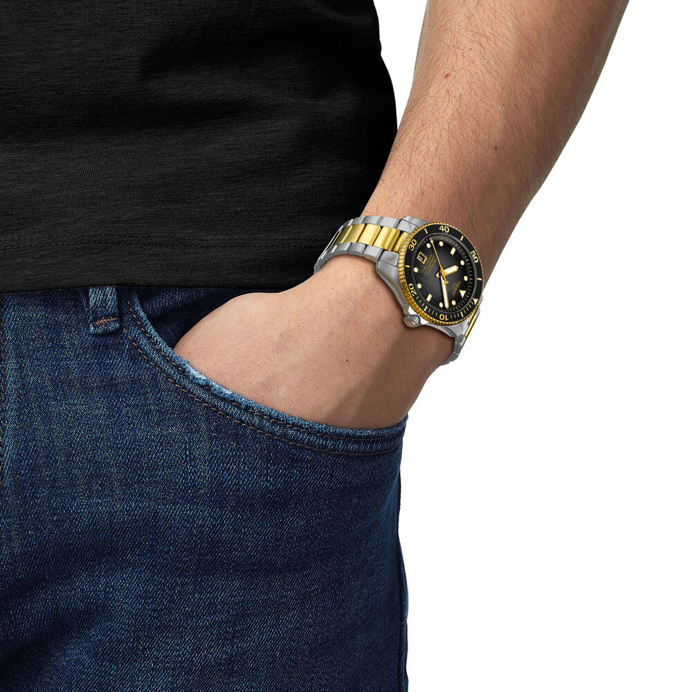 Tissot Seastar 1000 Powermatic 80 40mm Black Dial Two-Toned Steel Bracelet Watch image number 3
