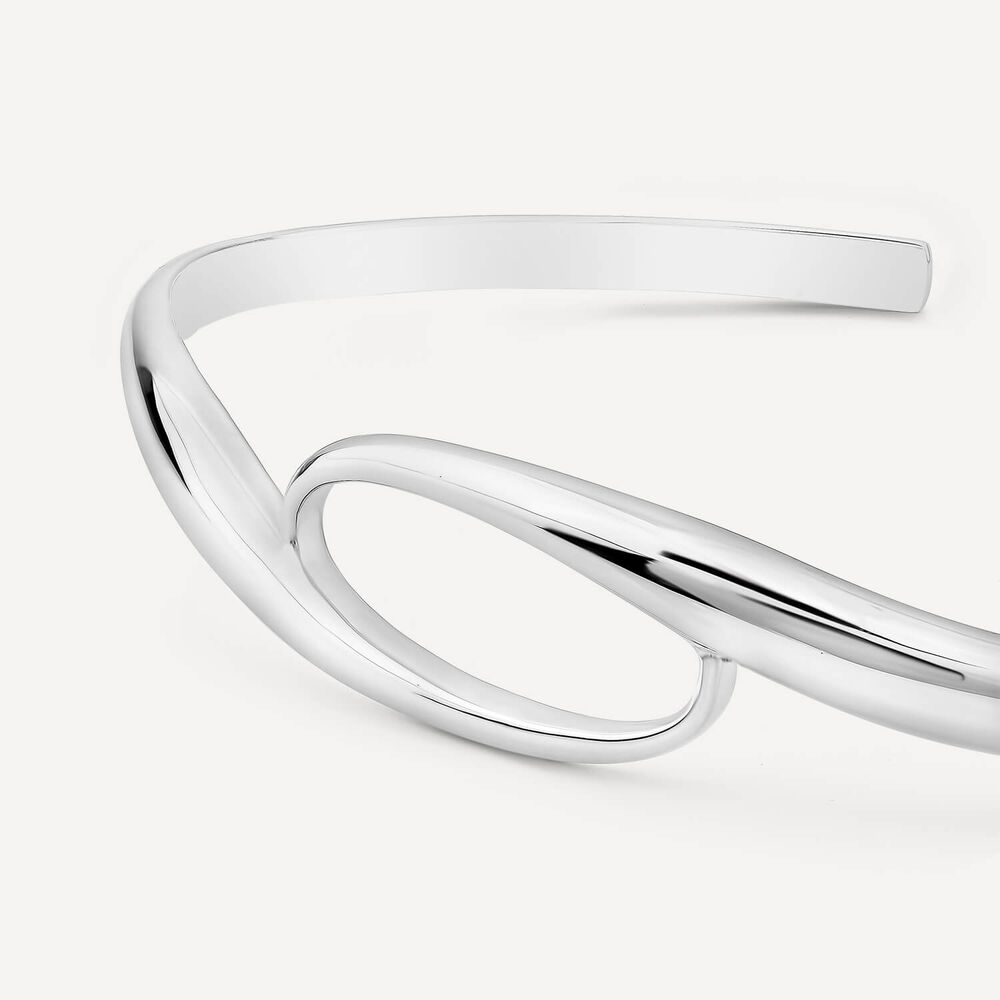 Sterling Silver Opened Swirl Cuff Bangle image number 1