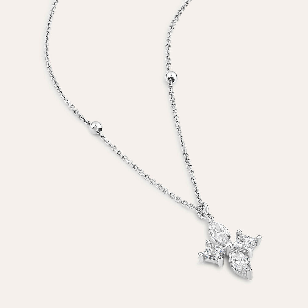 9ct White Gold Marquise & Princess Cubic Zirconia Pendant