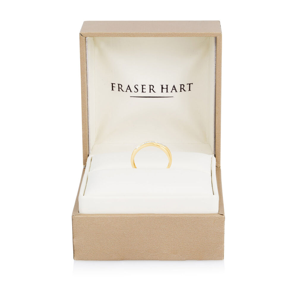 9ct Yellow Gold 0.10ct Diamond Crossover Channel Set Wedding Ring