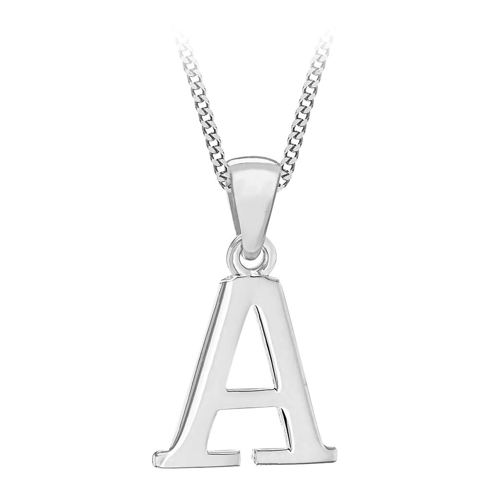 Sterling Silver Block Initial A Pendant (Chain Included)