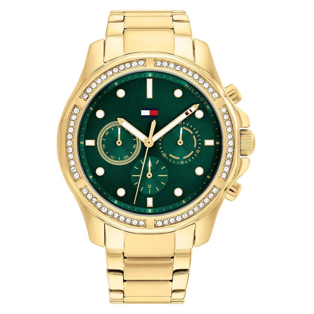 Tommy Hilfiger 41mm Green Dial Yellow Gold PVD Bracelet Watch