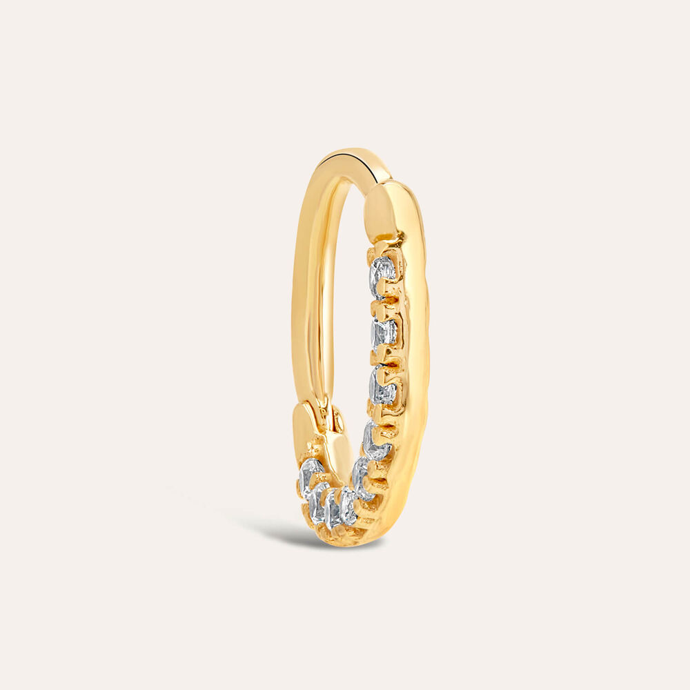 9ct Cubic Zirconia Small Single Hoop Earring