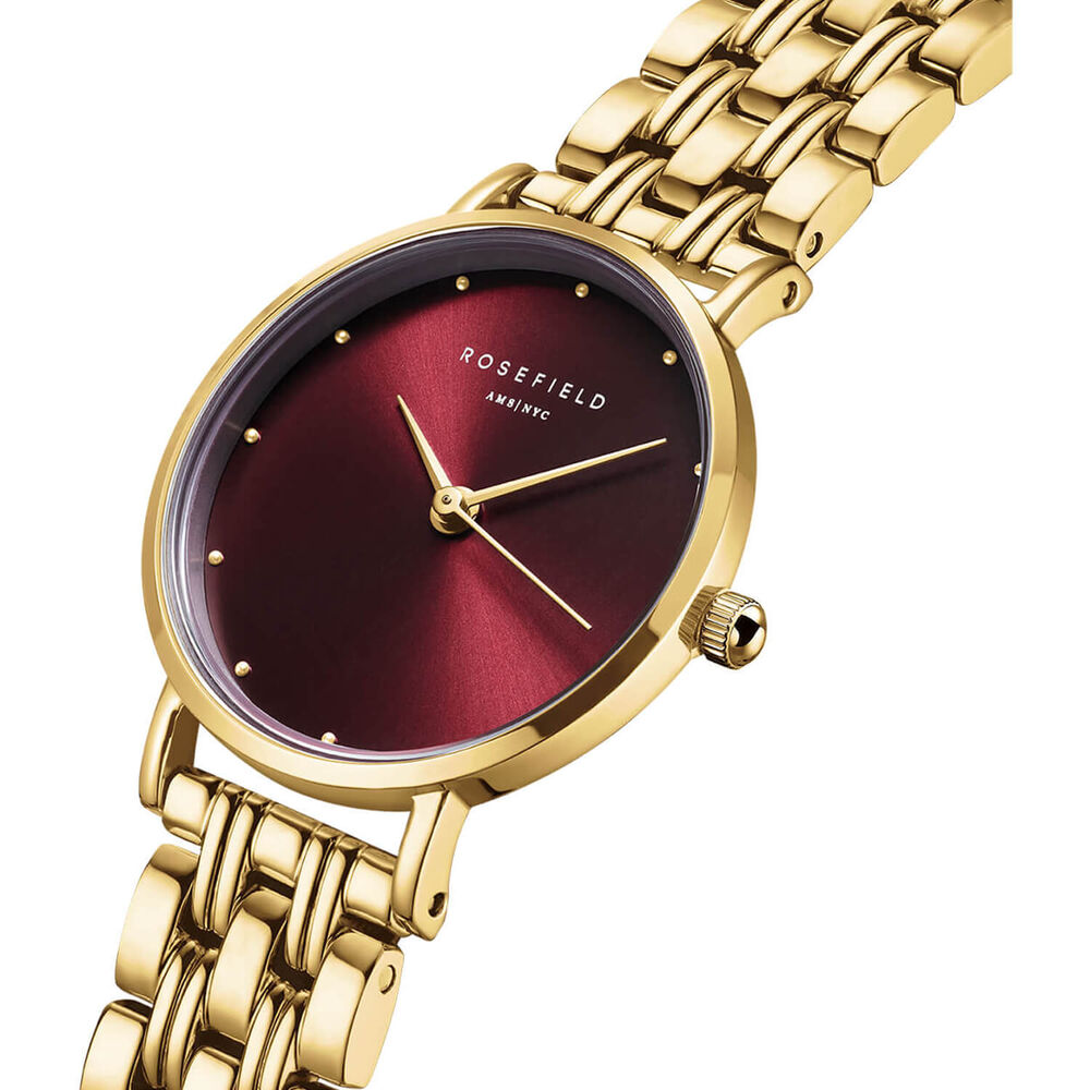 Rosefield Small Edit Burgundy 26mm Dial 23k Gold Plated Steel Bracelet Watch image number 1