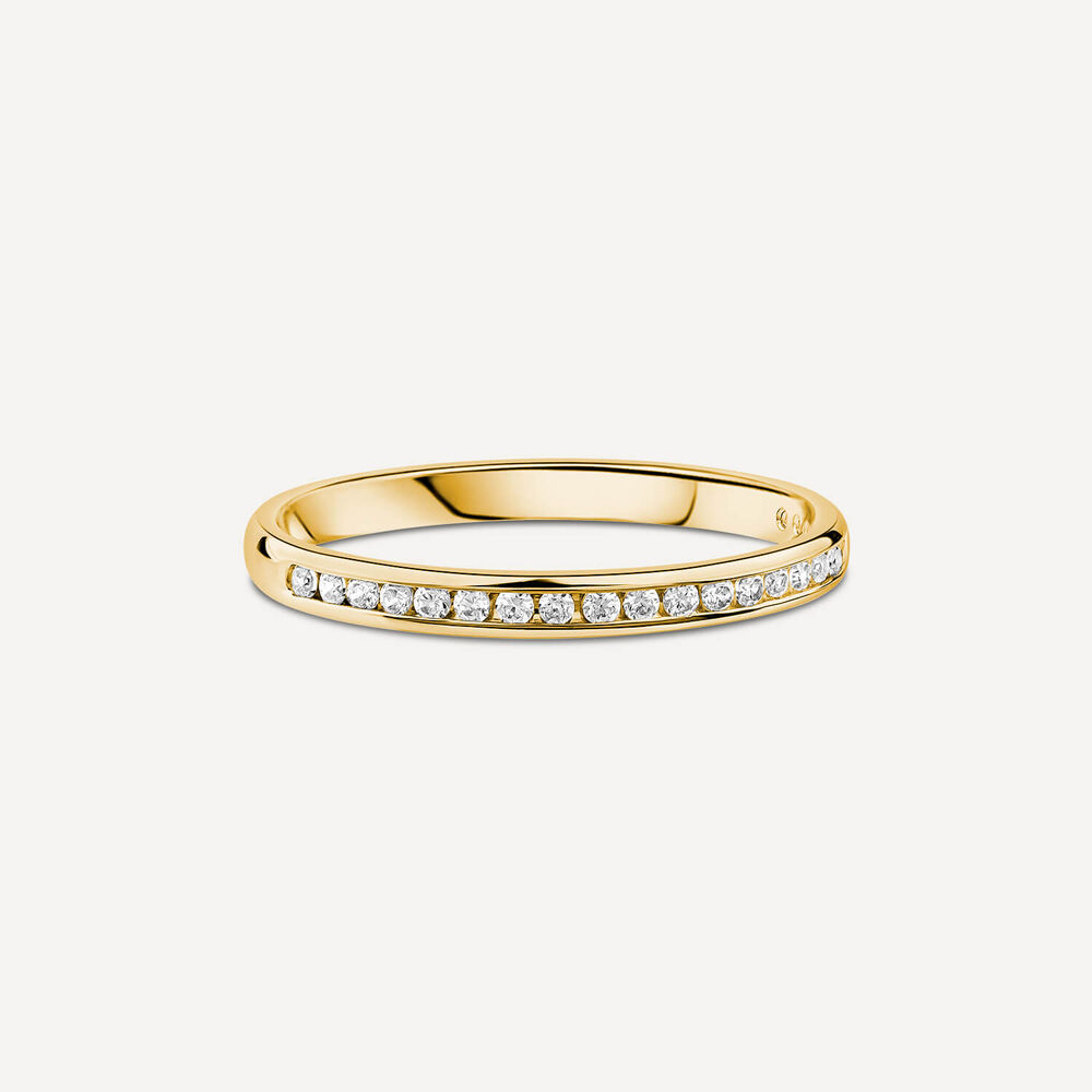 18ct Yellow Gold 2mm 0.10ct Diamond Channel Set Wedding Ring image number 2