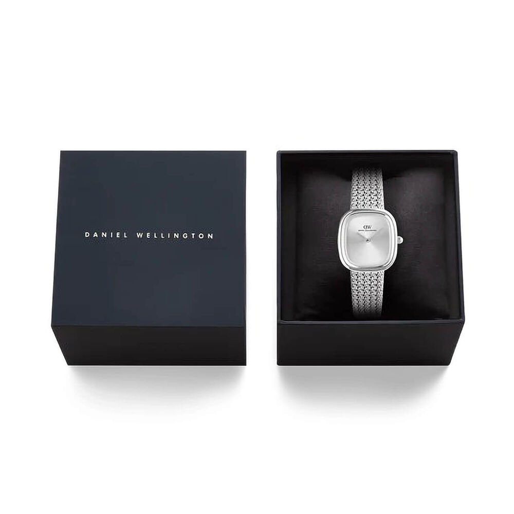 Daniel Wellington Margot 24x26mm Silver Sunray Dial Stainless Steel Braided Mesh Bracelet Watch