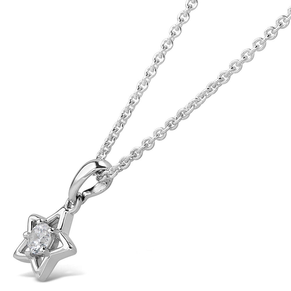 Little Treasure Sterling Silver Cubic Zirconia Open Star Pendant (Chain Included) image number 3