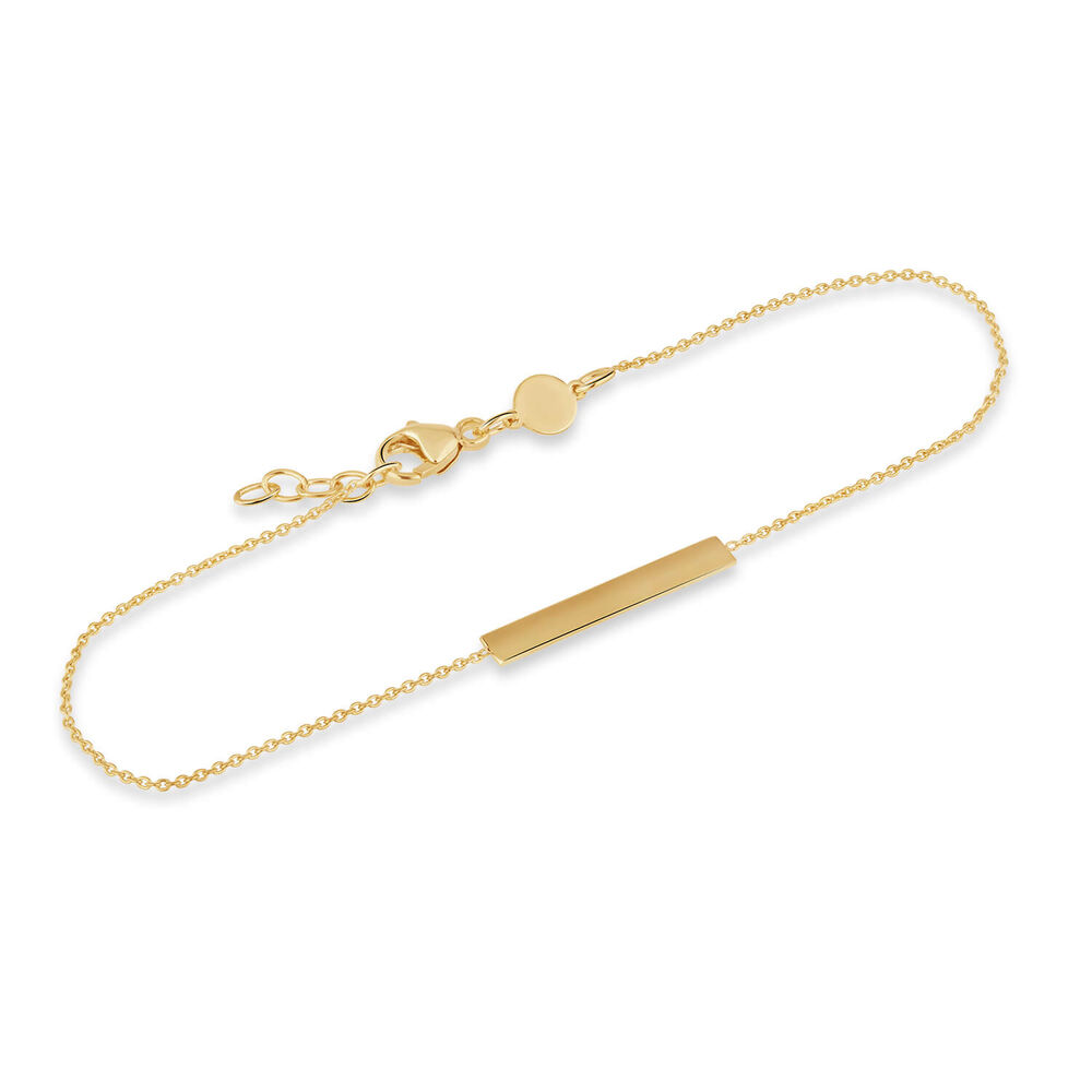 9ct Yellow Gold Plain Rectangular Bar Ladies Chain Bracelet