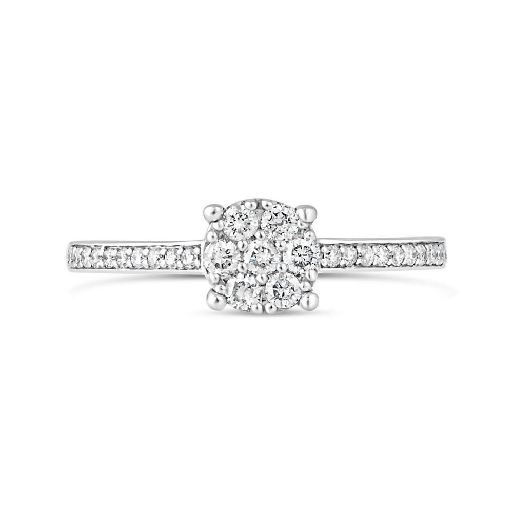 Ladies 9ct White Gold Blossom Diamond Engagement Ring image number 1