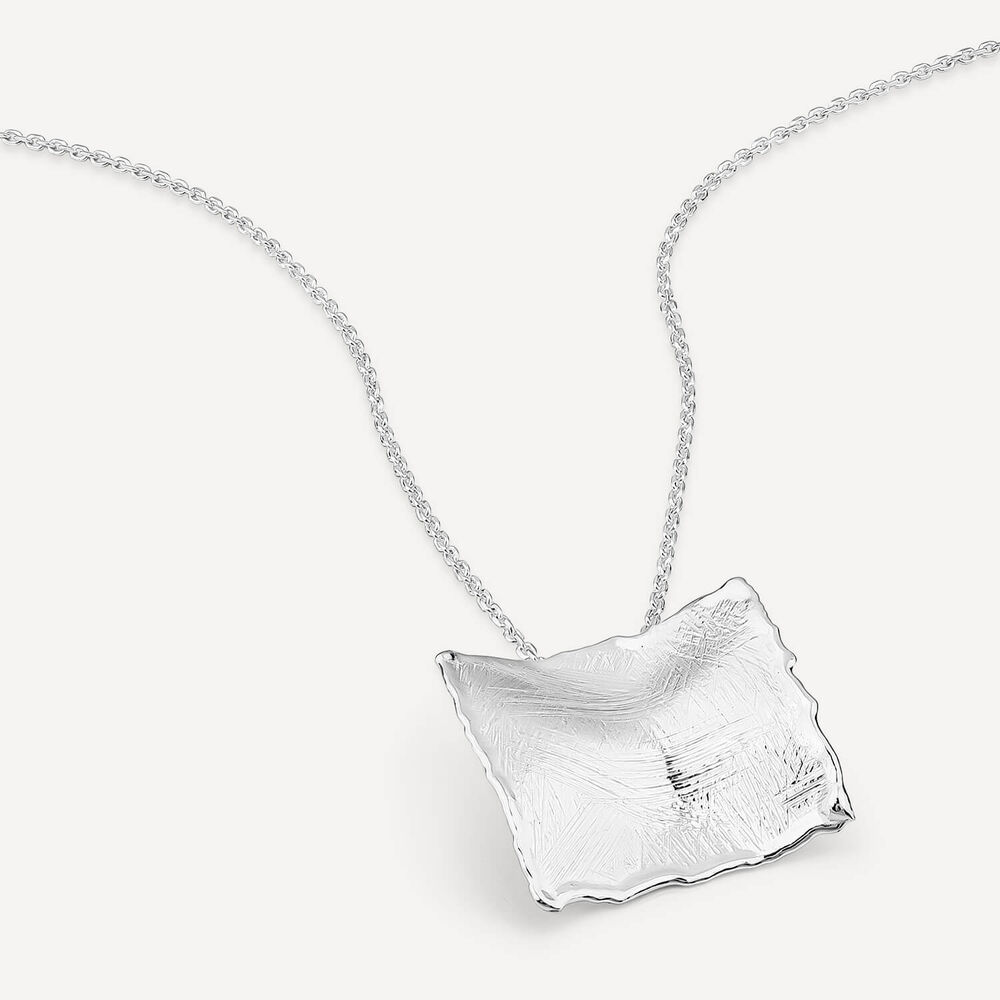 Sterling Silver Square Shaped Hammered & Brushed Finish Pendant image number 3