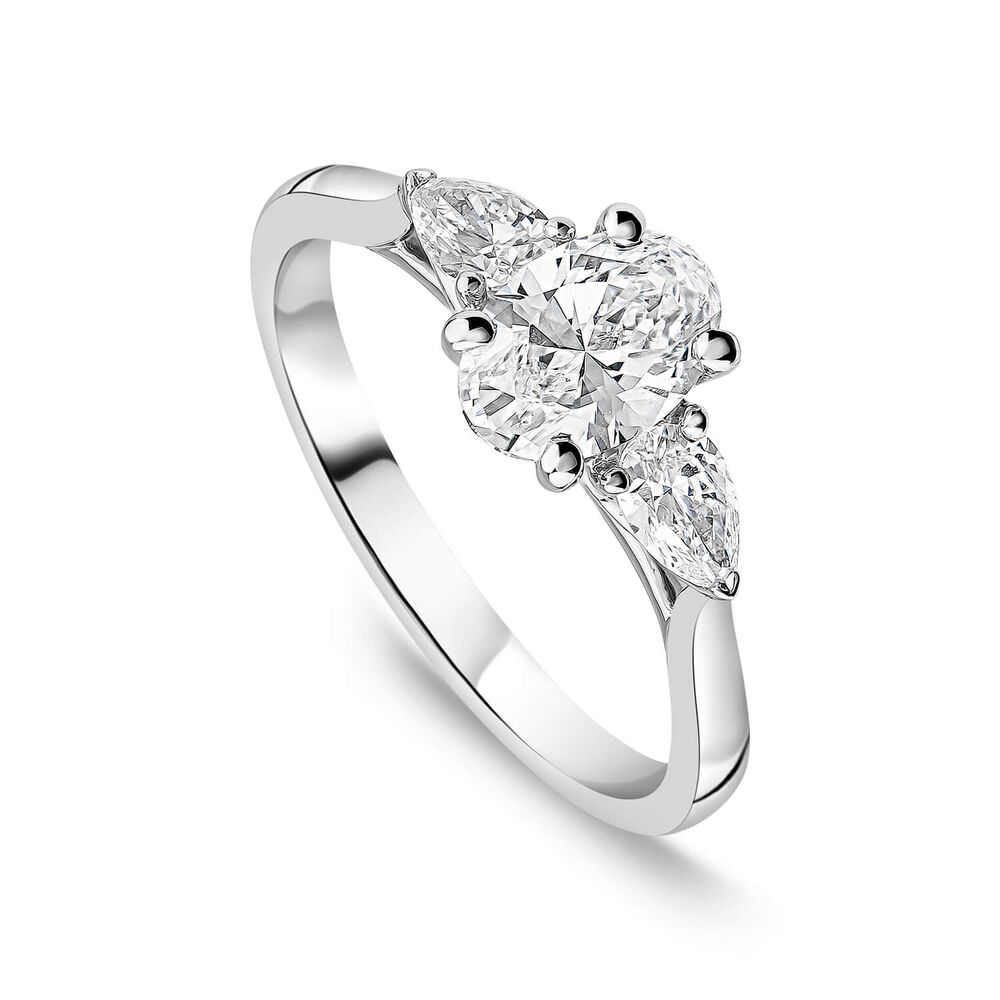 Born Platinum Lab Grown 1.40ct Oval & Pear Sides Diamond Ring image number 0